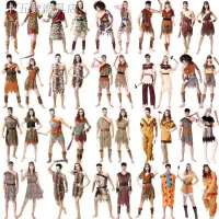 在飛比找蝦皮商城精選優惠-萬聖節裝ﺴ☏萬聖節服裝成人野人原始人印第安人非洲服飾演齣男女