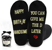 [HISOKOI] Funny Birthday Gift Idea Socks for Boyfriend - Humorous Birthday Gift for Men, Him, Boyfriends, Husbands - Unique Novelty Birthday Socks for Intimate Moments Celebrations, Black