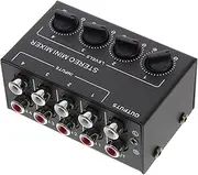 UPKOCH Passive Mini Stereo Mixer Channel Audio Mixer for Live Portable Design No Power Required for Multi Channel Audio Input Crosstalk Prevention