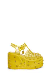 [Sugar Thrillz] Ripe For Love Platform Sandals - Yellow