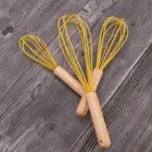 Manual Wooden Handle Cream Stirring Egg Beater Blender Whisk Mixer Frother