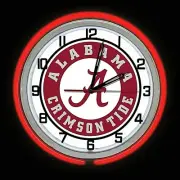 19" Alabama Crimson Tide Sign Double Red Neon Clock Football Man Cave