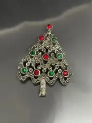 VTG For Lord And Taylor Sterling Silver 925 Christmas Tree Pendant Pin Brooch