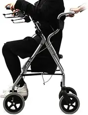 Walker,Rollator Aluminium Lightweight Walking Frame Folding Walker Drive 4 Wheeled Trolley with Seat Leg Lifter Mobility Aid Little Surprise