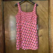 NWT Diane Von Furstenberg x Target Mini Shift Dress Pink Mod Geometric Size 14
