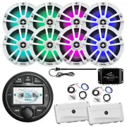JBL AM/FM/WB Radio, 8x 6.5" LED White Speaker, 2x Amp, Kit, Splitter Antenna