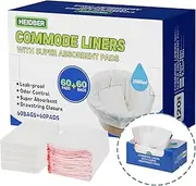 60 PCS Commode Liners with Absorbent Pads,Bedside Commode Liners Disposable for Toilet Chair Bucket/Commode Toilet, Waste Bags Fits All Standard Bedside Portable Toilet Potty Bedpan(60Bags+60Pads)