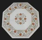 Octagon Marble Coffee Table Top Antique Design Inlay Work Corner Table for Hotel
