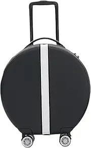 [HAFUNE] Light Suitcase 18in Round Suitcases With Wheels Portable Lugage Suitcase Checked Carry On Luggage Wheeled Luggage, Black, 18in