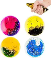 DECHUNDA Squishy Fidget Toys Water: Calming Toys Liquid Squishy Sensory Toys Stress Squeeze Toys for Kids Round Set of 4