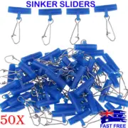 50x Blue Sinker Sliders Swivel Slider Line Easy Rigs Hook Snap Live Bait Rigs