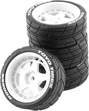 4 Pieces RC Car Rubber Tires 12mm Hub for HPI 1/10 RC Car Accs, White