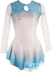 [Zagitova] Figure Skating Dress for Girls with Shiny Rhinestone Gradient Women Breathable Competition Dance Outfit