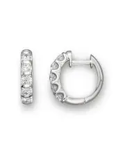 Diamond Bar Band Hoop Earrings in 14K White Gold, 1.0 ct. t. w.