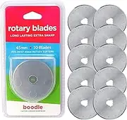 10 x 45mm Rotary Cutter Blades for Olfa Etc SKS-7 Steel by Boodle