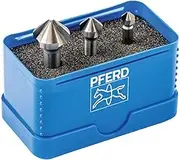 PFERD HSS Cone/Deburring Countersink Set, 3 Pieces, 90°, Diameter 6.3-16.5 mm, DIN 335 C, 25202152 - for Countersinking 90° Screws