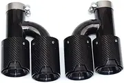 Compatible For BMW Double Carbon Fiber 304 Stainless Steel Universal Carbon Fiber Exhaust Tip Black Muffler Tip(IN 64-93MM 1)