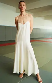[St. Agni] Relaxed Silk-Twill Maxi Slip Dress