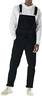 [Aosufei] Men's Adjustable Straps Cargo Bib Overalls Casual Stylish Denim Jumpsuit Comfort Solid Loose Outdoor Overalls