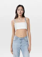 White J’adior Logo Bralette Top
