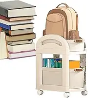Under Desk Storage Cart, 2-Tier Trolley Cart with Wheels, Multi-Functional Textbook Storage Trolley for Workplace, Bedroom, Classroom, Rolling Under Desk Cart, 2-Tier Storage Trolley, Desk Organizer