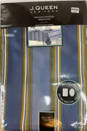 J.Queen New York Fabric Tablecloth 60”X 120” 0blong/Oval Indoor Outdoor Stripes￼