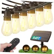 54FT(48+6) Solar String Lights Outdoor with USB Port Remote 48+6FT(16 Sockets)