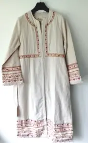 ODD MOLLY Stone Cotton & Linen 'Pamela', Long Jacket 'Duster Coat' UK10/ 12 £225