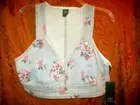 Wild Fable Lt Wash Denim Floral Cropped Shirt M Tank Top Side Zip Deadstock