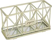 Home Details 3 Compartment Cosmetic Brush Holder | Make Up Pencil | Vanity Organizer | Bathroom | Dresser | Office | Mirror Base | Satin Gold