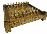 Medieval Times Crusades Busts Painted Knights Chess Set W/ Castle Board