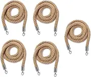 Crowd Control Rope,Queue Barrier Rope,5 Packs Braided Hemp Rope Barrier with Hooks,Twisted Queue Rope for Red Carpet Events Movie Theater Opening Hotel(Size:8ft/245cm)