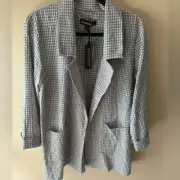 BLANK NYC Stitch Fix Get on board open gray seersucker jacket sz Small oversized