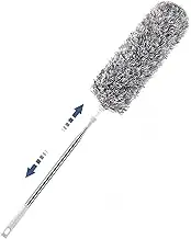 Feather Duster 30in -100in Extendable Microfiber Telescoping Duster with Bendable Head, Washable Long Handle Hand Duster for Cleaning High Ceiling, Fan, Cobweb, Gap, Furniture, Car