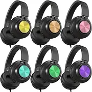 AILIHEN Headphones Wired 6 Pack for School Bulk, Over-Ear Headsets with Microphone for Kids Students, Teens, Classroom, Library, Chromebook, Laptop, Adjustable, Foldable, 3.5mm Jack (6 Colorful)