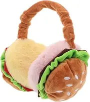 [EXQUIMEUBLE] Fluffy Hamburger Ear Warmers for Thermal Ear Muffs Foldable Cartoon Style Cozy Protection Against Cold Weather for Outdoor Activities