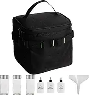 Travel Condiment Set - 6 Bottle Condiment Dispenser | Container Organizer Kit for Cooking Accessories, Salt and Pepper Shaker for BBQ, Picnic, Camping and Kitchen, Removable Storage Bag