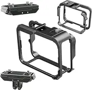 JOYSOG Aluminum Frame Cage for Insta360 Ace Pro Action Camera Protective Cage Case with 2 Cold Shoe&Quick Release Foldable 1/4" Magnetic Adapter Bracket