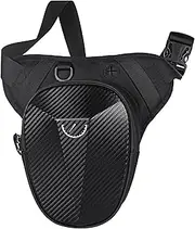 Waterproof Hard Shell Leg Bag for Bike & Motorcycle Riding - Crossbody Messenger Bag with Pockets, Black Diagonal Check, Unisex (Black)