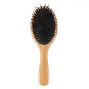 2X(Hair Brush Boar Bristle Hair Brush with Nylon Pins Bamboo Paddle2587