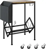 Vintage Turntable Stand, Side Table Turntable Shelf with V-Shaped Bookshelf Wheels and Storage Wooden Turntable Table, Storage Shelf, Holds 150 Albums, Black