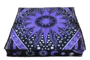 Purple Burning Sun 35" Mandala Square Pouf Ottoman Cover Duty Zipper Seating Bed