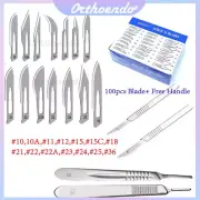 100pc Carbon Surgical Blades with FREE Scalpel Knife Handle Medical Dental Tools