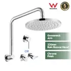 Rain Shower Head Set Gooseneck Shower Arm Round Chrome Shower Taps Wall Mount