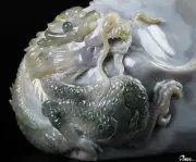 Awesome 8.2" Agate Geode Carved Crystal Dragon Sculpture, Crystal Healing