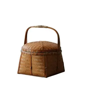 竹制品 竹編 純手工竹籃子手提籃復古 編織 收納籃 農家 竹筐家用