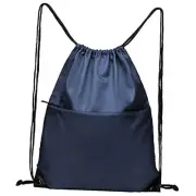 Drawstring Backpack Sports Water Resistant String Bag Sport Gym Sackpack Navy