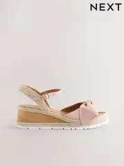 Nude Standard Fit Forever Comfort® Suede Bow Espadrilles Platform Wedges (AP7104) | $90