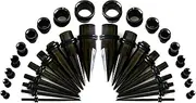 [So Scene] 36 Piece Ear Stretching Kit-Tapers and Plugs Ear Gauging Black Titanium 00g-14g, Titanium