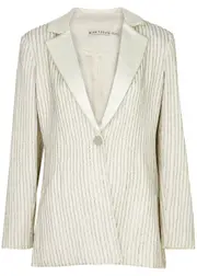 Alice + Olivia Yona Crystal-embellished Pinstriped Blazer - Off White - 6 (UK10 / S) 6 (UK10 / S)